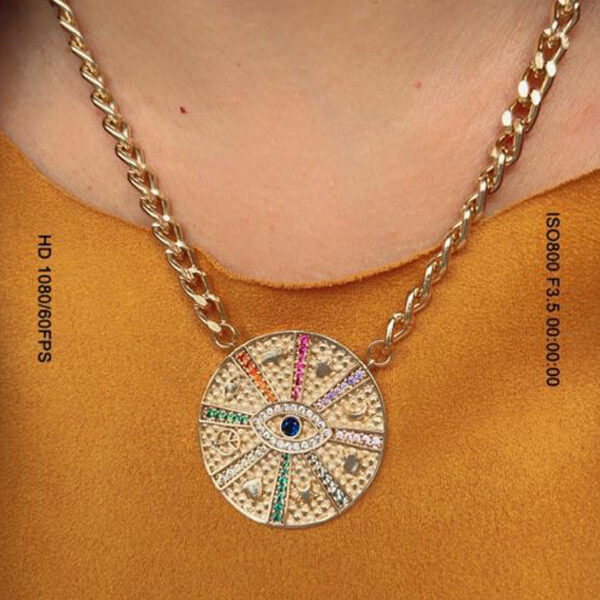 Colar Mandala Olho Grego banhado em Ouro 18K