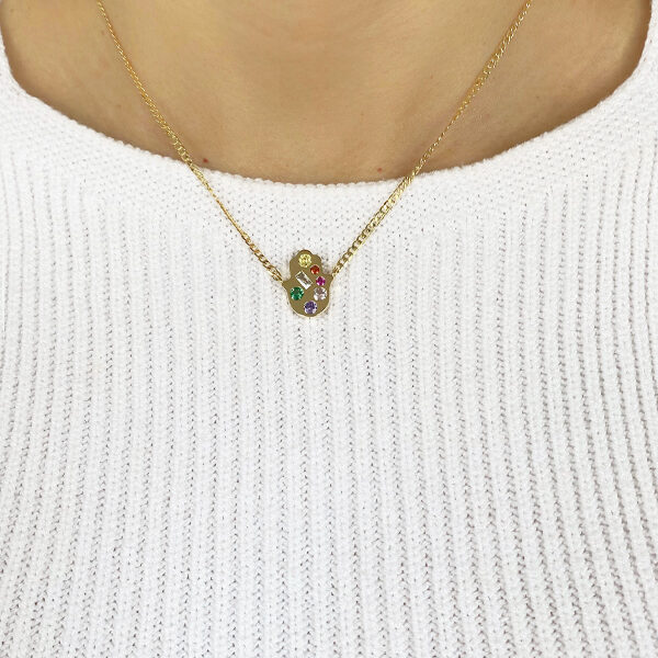 Colar Mão de Fatima Colors banhado em Ouro 18K