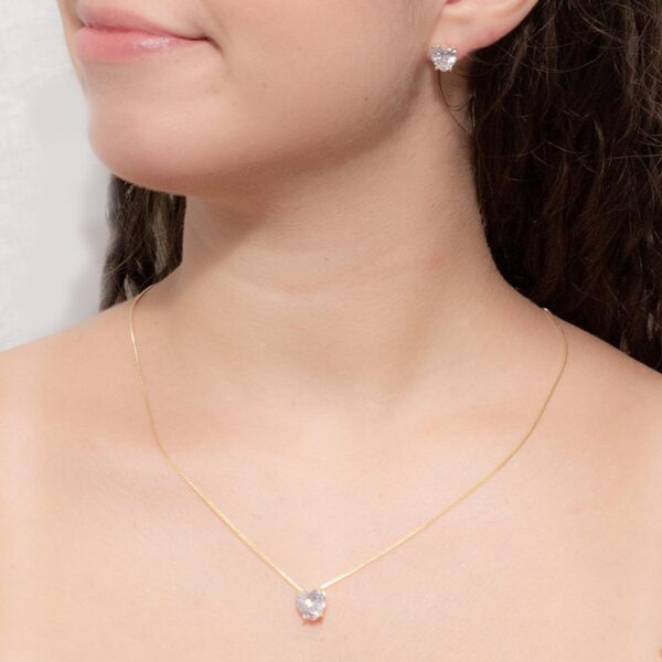 Conjunto Coração Banhado em Ouro 18k