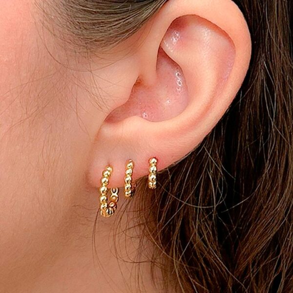 Brinco Trio Bolinhas Banhado  em Ouro 18k