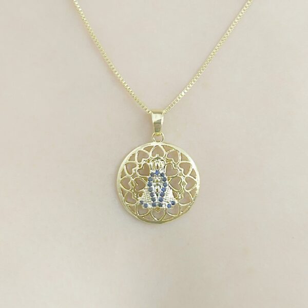 Colar Mandala Nossa Senhora Banhado em Ouro 18K