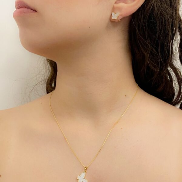 Conjunto Borboleta Banhado em Ouro 18k