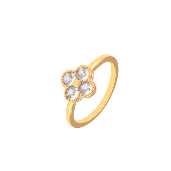 Anel Trevo Cravejado Banhado em Ouro 18k