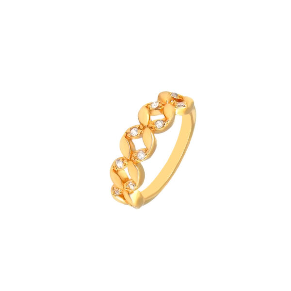 Anel Trançado Cravejado Banhado em Ouro 18k