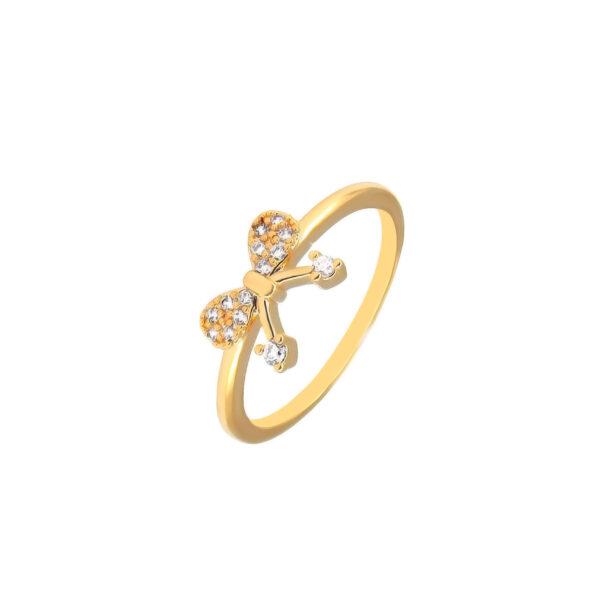 Anel Laço Cravejado Banhado em Ouro 18k
