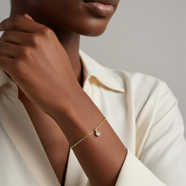 Pulseira Infântil Ponto de Luz Cravejado Banhado em Ouro 18k