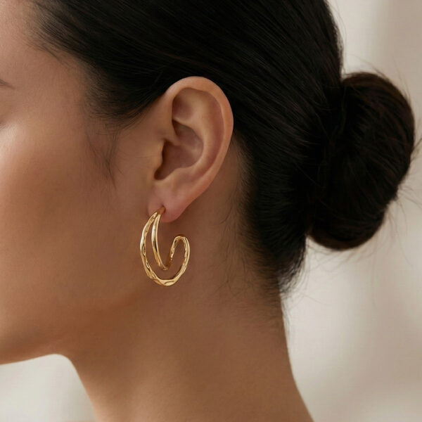 Brinco Argola X Torcido Banhado em Ouro 18k