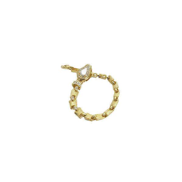 Anel Regulavel Snake Cravejado banhado em Ouro 18k