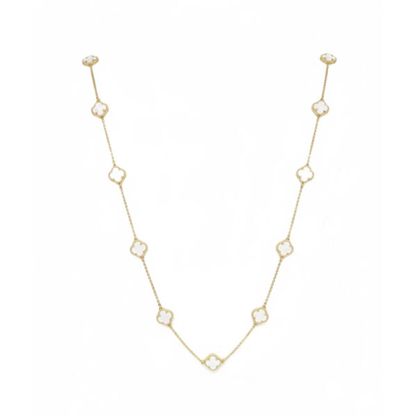 Colar Longo 11 Trevos Banhado em Ouro 18k