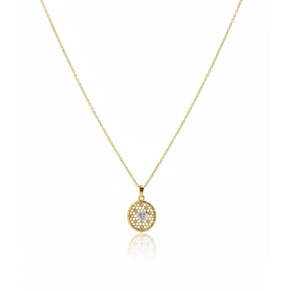 Colar Oval Coração Cravejado Banhado em Ouro 18k