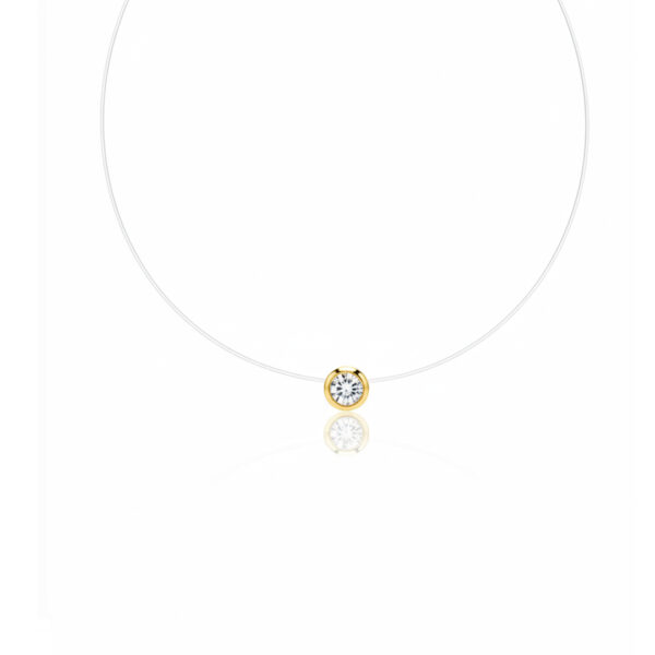 Colar Fio de Nylon Ponto de Luz  Banhado em Ouro 18k