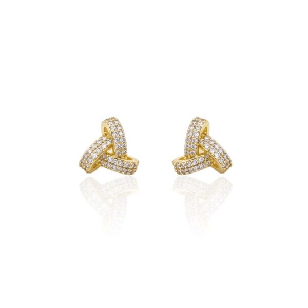 Brinco Triângular Cravejado Banhado em Ouro 18k