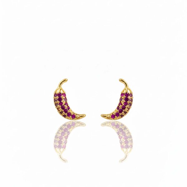 Brinco Pimentinha Cravejado Banhado em Ouro 18k