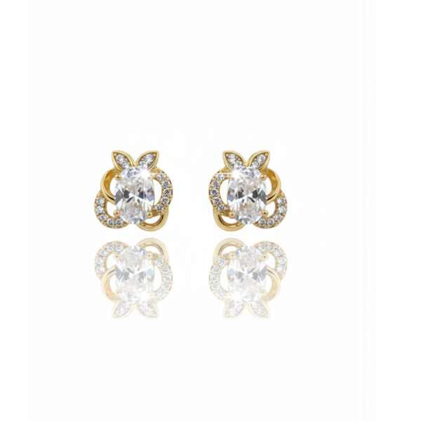 Brinco Abacaxi Minimalista Cravejado Banhado em Ouro 18k