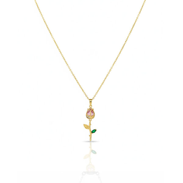 Colar Flor Cravejado banhado em Ouro 18k