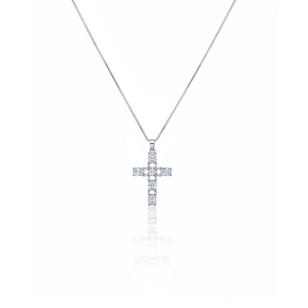 Colar Crucifixo Cravejado Banhado em Ouro 18K