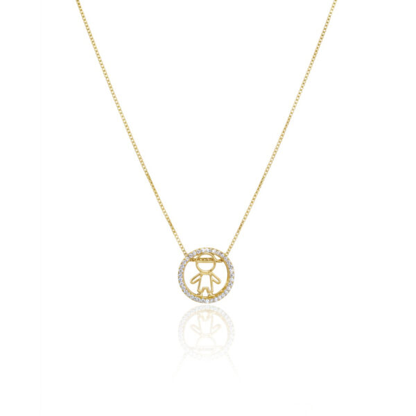 Colar Mandala Menino Cravejada Banhado em Ouro 18k