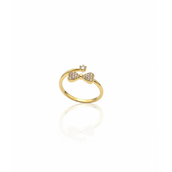 Anel regulável laço cravejado banhado ouro 18k premium