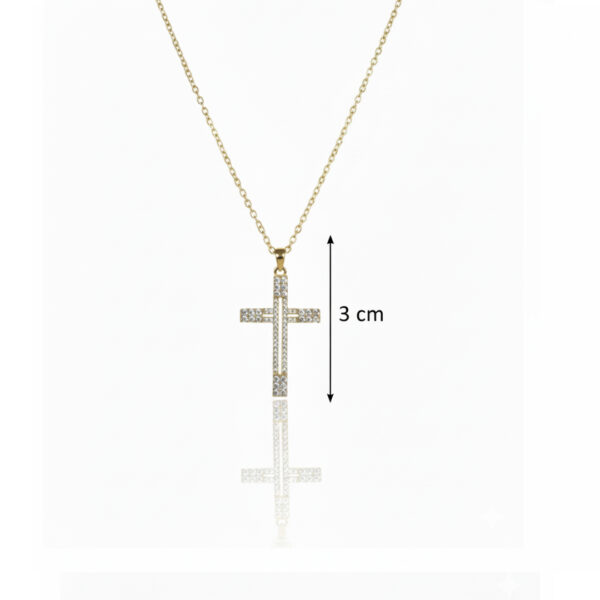 Colar crucifixo cravejado banhado ouro 18k 45cm premium atacado