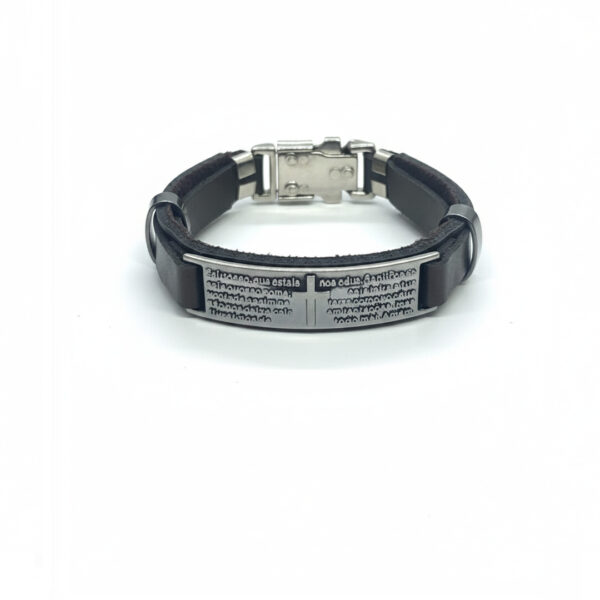 Pulseira Pai Nosso Courino Aço Inoxidável