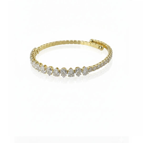 Bracelete Riviera Gota Regulavel  Cravejado Banhado em Ouro 18k