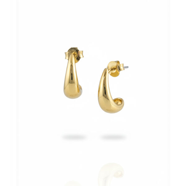Brinco Gota Lisa Concava Banhado em Ouro 18k