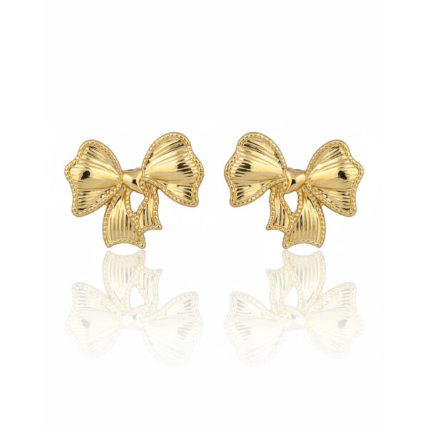 Brinco Laço Trabalhado Banhado em Ouro 18K