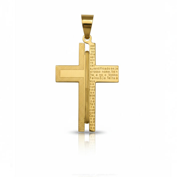 Pingente Crucifixo Pai Nosso em Aço