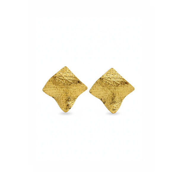 Brinco Geometrico Texturizado Banhado em Ouro 18k