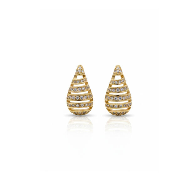 Brinco Gota Vazada Cravejado Banhado em Ouro 18k