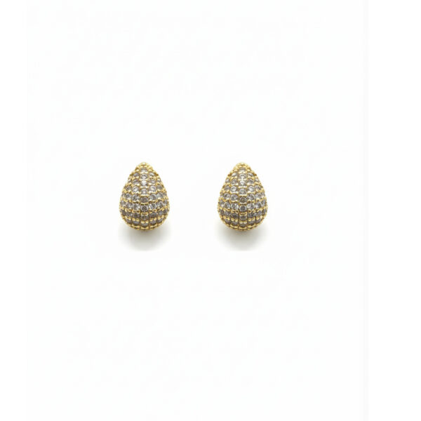 Brinco Mini Gota Cravejdo Banhado em Ouro 18k