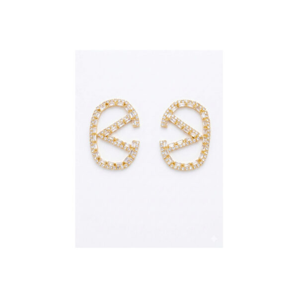 Brinco V Cravejado Banhado em Ouro 18k
