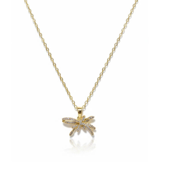 Colar (45 cm + 5 cm) Laço Minimalista Cravejado Banhado em Ouro 18k