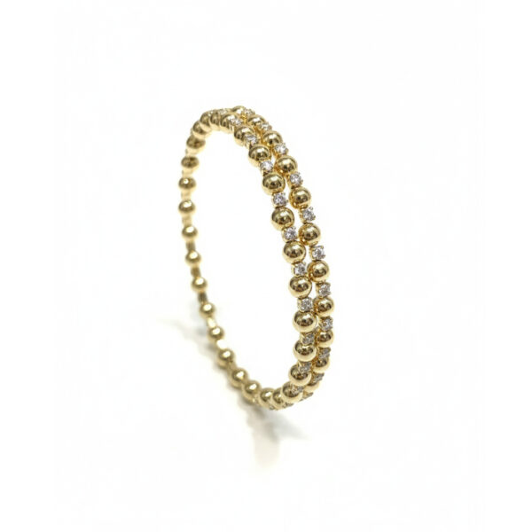 Bracelete Ponto de Luz e Esfera Cravejado Banhado em Ouro 18k