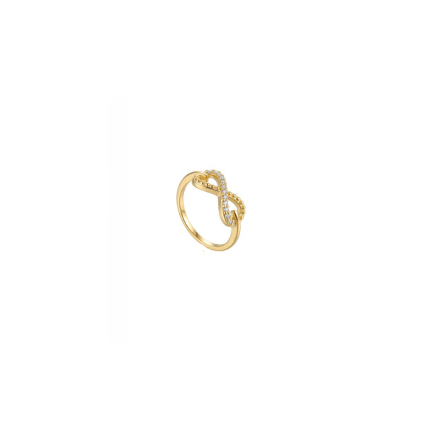 Anel Infinito Cravejado Banhado em Ouro 18k
