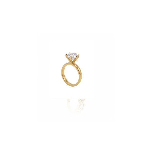 Anel Solitario Cravejado Banhado em Ouro 18k