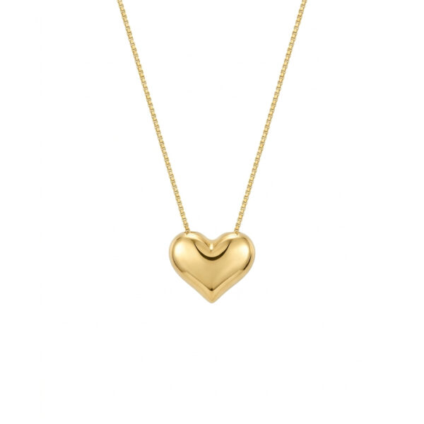 Colar Coração Liso Banhado em Ouro 18k