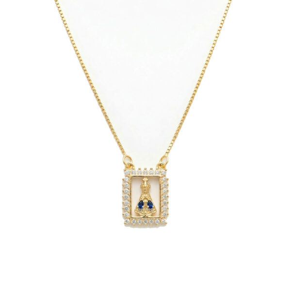 Colar Quadrado Cravejado Banhado em Ouro 18k