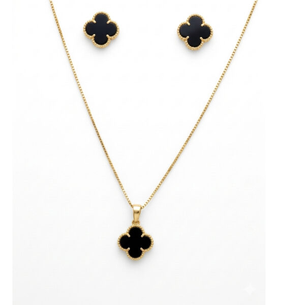 Conjunto Trevo Banhado em Ouro 18k
