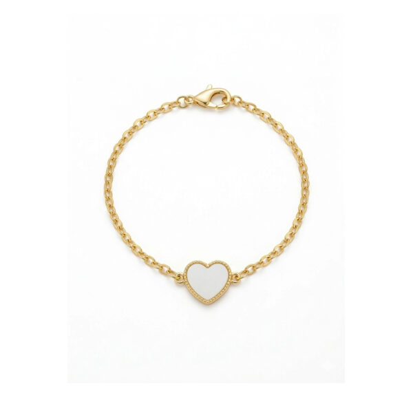 Pulseira(17 cm + 5 cm) Cadeadinho Coração Banhado Cravejado em Ouro18k