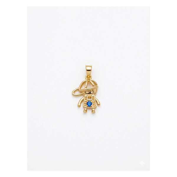 Pingente Menino Boné Vazado Cravejado Banhado em Ouro 18k