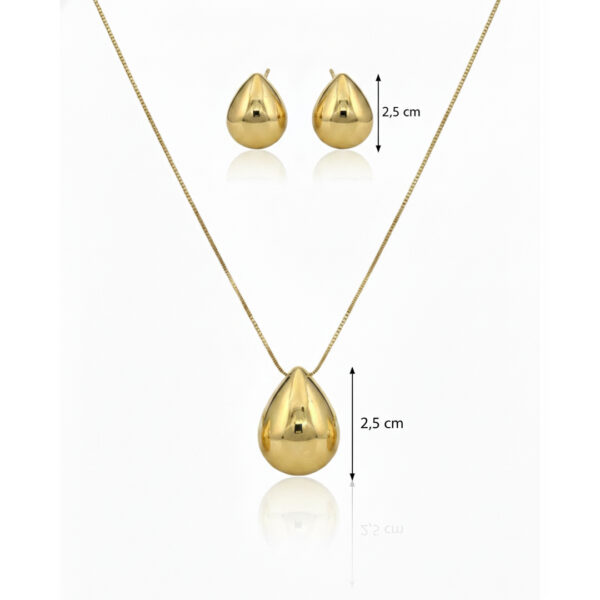 Conjunto Gota Lisa Banhado em Ouro 18K