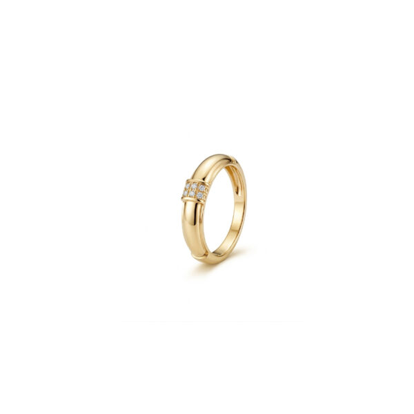 Anel Meio Cravejado Banhado em Ouro 18k
