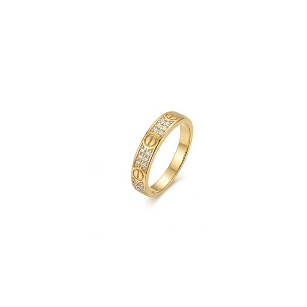 Anel 2/1 C Cravejado Banhado em Ouro 18k