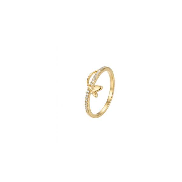 Anel Borboleta Cravejado Banhado em Ouro 18k