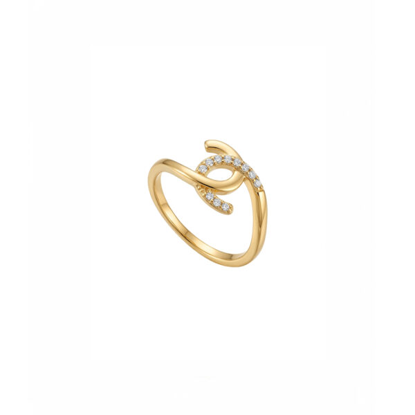 Anel X Cravejado Banhado em Ouro 18k
