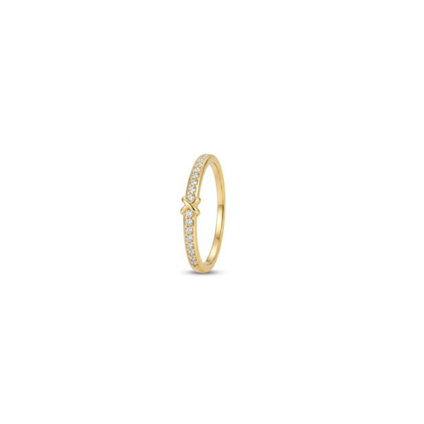 Anel X Cravejado Banhado em Ouro 18k