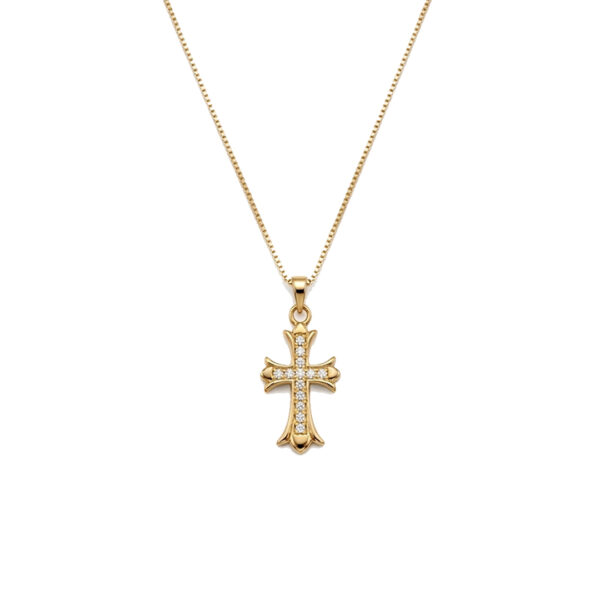 Colar Crucifixo Cravejado Banhado em Ouro 18k