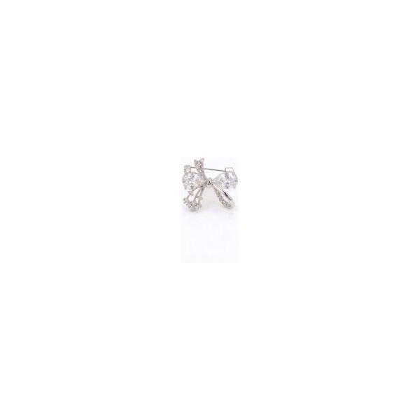 Broche Laço Vazado Trabalhado Cravejado Banhado em Ouro 18k