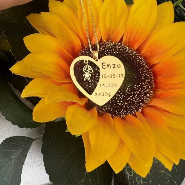 Colar Personalizado Coração Filhos Banhado em Ouro 18K